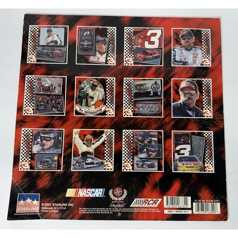 Lot of 2 Dale EArnhardt SR. #3 NASCAR 2001 and 2002 16 - Month Calendar 2 Sizes